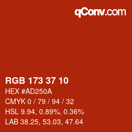 カラーコード: RGB 173 37 10 | qconv.com