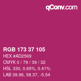 颜色代码: RGB 173 37 105 | qconv.com