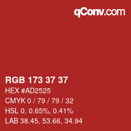 カラーコード: RGB 173 37 37 | qconv.com