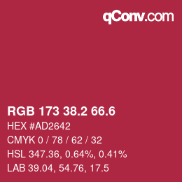 カラーコード: RGB 173 38.2 66.6 | qconv.com
