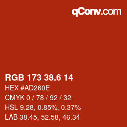 カラーコード: RGB 173 38.6 14 | qconv.com