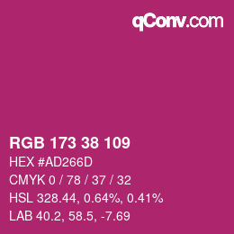 颜色代码: RGB 173 38 109 | qconv.com