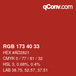 Color code: RGB 173 40 33 | qconv.com