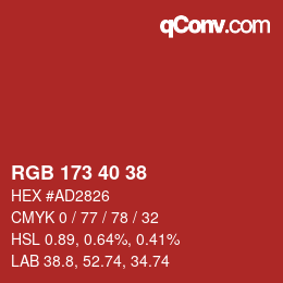 Color code: RGB 173 40 38 | qconv.com