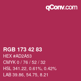 颜色代码: RGB 173 42 83 | qconv.com