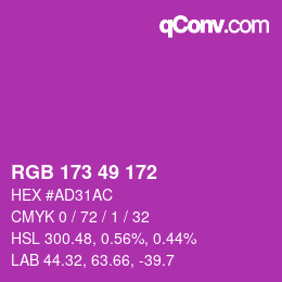 カラーコード: RGB 173 49 172 | qconv.com