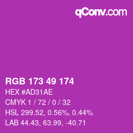 カラーコード: RGB 173 49 174 | qconv.com