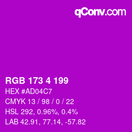 Color code: RGB 173 4 199 | qconv.com