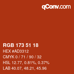 Farbcode: RGB 173 51 18 | qconv.com