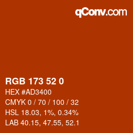 颜色代码: RGB 173 52 0 | qconv.com