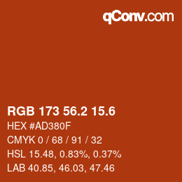 カラーコード: RGB 173 56.2 15.6 | qconv.com