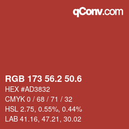 カラーコード: RGB 173 56.2 50.6 | qconv.com