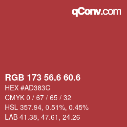 カラーコード: RGB 173 56.6 60.6 | qconv.com