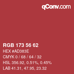 颜色代码: RGB 173 56 62 | qconv.com
