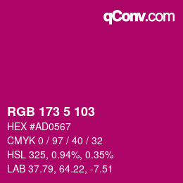 Color code: RGB 173 5 103 | qconv.com