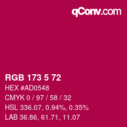 Color code: RGB 173 5 72 | qconv.com