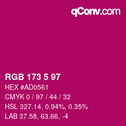 Color code: RGB 173 5 97 | qconv.com