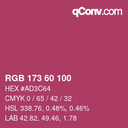 カラーコード: RGB 173 60 100 | qconv.com
