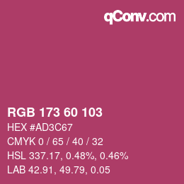 カラーコード: RGB 173 60 103 | qconv.com