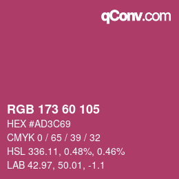 カラーコード: RGB 173 60 105 | qconv.com