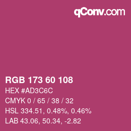 カラーコード: RGB 173 60 108 | qconv.com