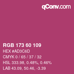 Color code: RGB 173 60 109 | qconv.com
