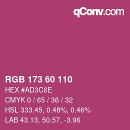 カラーコード: RGB 173 60 110 | qconv.com