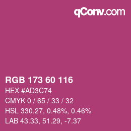 カラーコード: RGB 173 60 116 | qconv.com