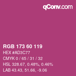 カラーコード: RGB 173 60 119 | qconv.com