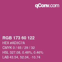 カラーコード: RGB 173 60 122 | qconv.com