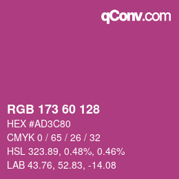 Color code: RGB 173 60 128 | qconv.com