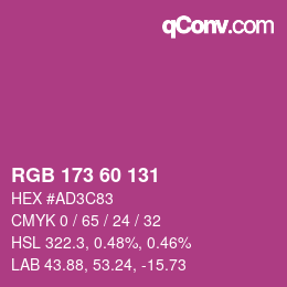 カラーコード: RGB 173 60 131 | qconv.com
