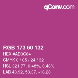 カラーコード: RGB 173 60 132 | qconv.com