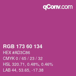 カラーコード: RGB 173 60 134 | qconv.com
