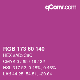 Color code: RGB 173 60 140 | qconv.com