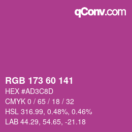 カラーコード: RGB 173 60 141 | qconv.com