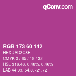 カラーコード: RGB 173 60 142 | qconv.com