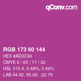 カラーコード: RGB 173 60 144 | qconv.com