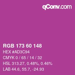 Color code: RGB 173 60 148 | qconv.com