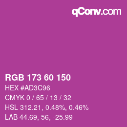 カラーコード: RGB 173 60 150 | qconv.com