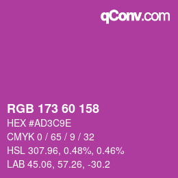 Color code: RGB 173 60 158 | qconv.com