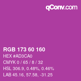 カラーコード: RGB 173 60 160 | qconv.com