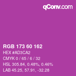 Color code: RGB 173 60 162 | qconv.com