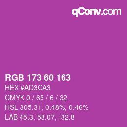 Color code: RGB 173 60 163 | qconv.com