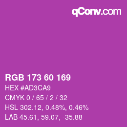 カラーコード: RGB 173 60 169 | qconv.com