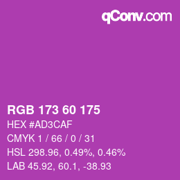 カラーコード: RGB 173 60 175 | qconv.com