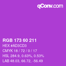 颜色代码: RGB 173 60 211 | qconv.com