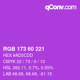 颜色代码: RGB 173 60 221 | qconv.com