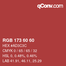 カラーコード: RGB 173 60 60 | qconv.com