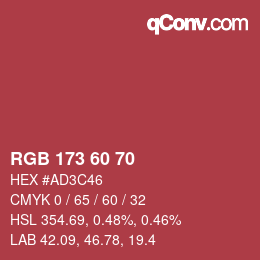 カラーコード: RGB 173 60 70 | qconv.com